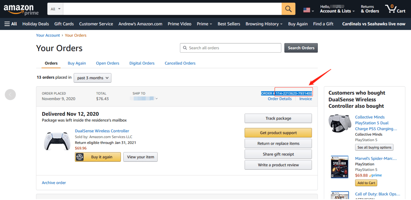 Amazon Order # Dashboard